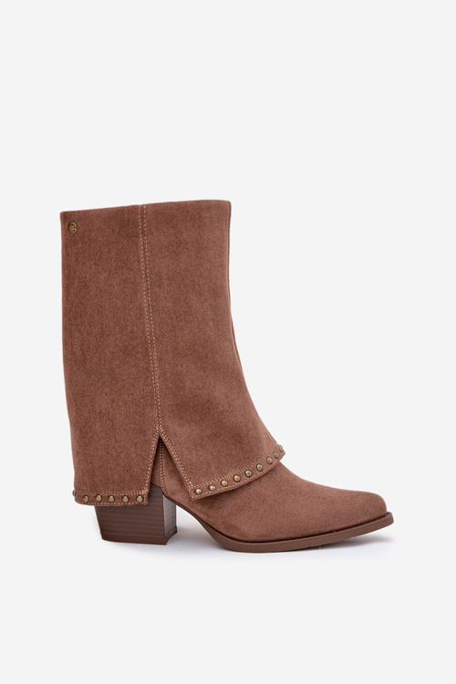 Dámské zimní kozačky s otočeným lemem Vinceza 16516 Béžové