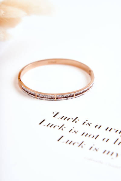 Dámsky oceľový náramok s zirkónmi Pink Gold Clar