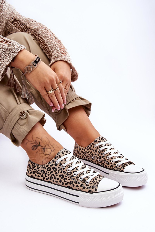 Dámske tenisky na masívnej platforme Beige a Black Ember