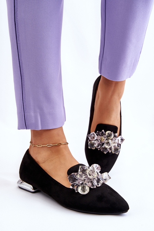 Dámské zdobené mokasíny s plochými podpatky Černe Sloane