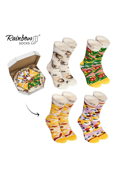 Rainbow Socks Pizza 4 páry Italská havajská Capricciosa