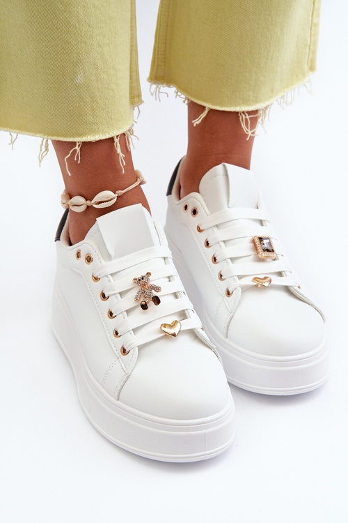 Dámské boty na platformě s ozdobami bílé Herbisa