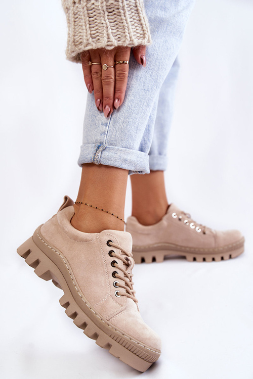 Ženský semiš zviazaný béžový mayson