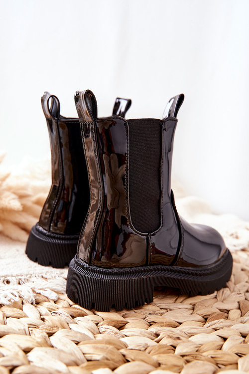 Black -vyrobené detské topánky, čierne altris