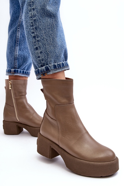 Kožené boty s nízkou podpatek tmavě hnědé Lemar Volavola