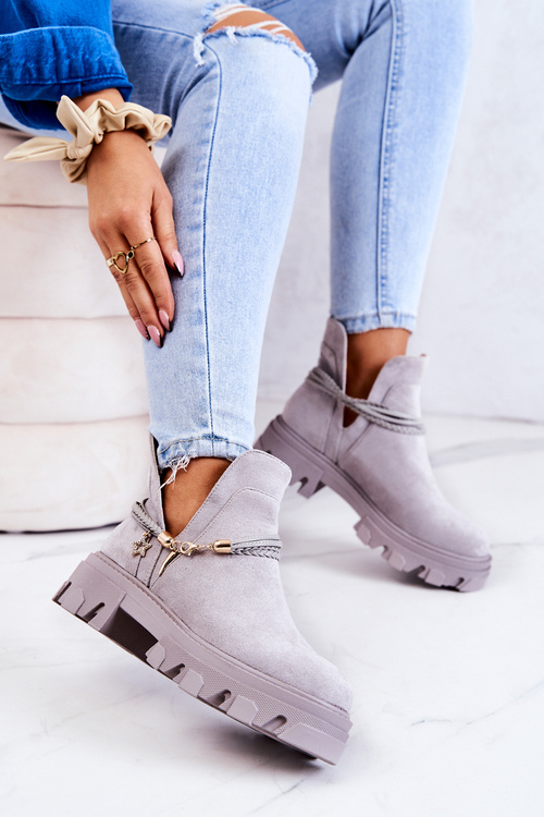 Suede Boots Pracovníci so šedými pruhmi Moriah