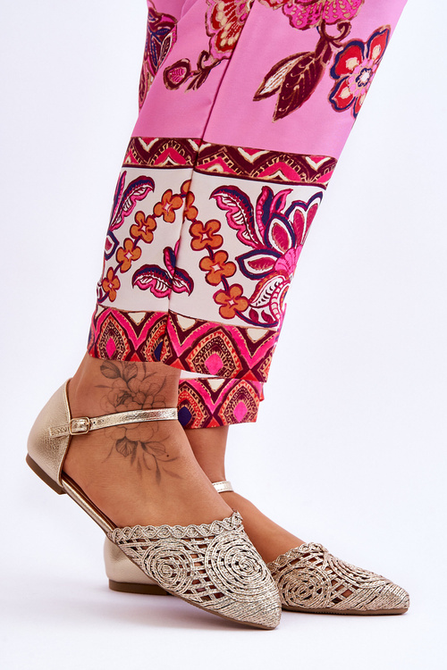 Elegantní dámské sandály ploché zlaté Sheia