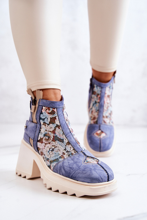 Kožené topánky na masívnom príspevku Maciejka Blue 05325-06