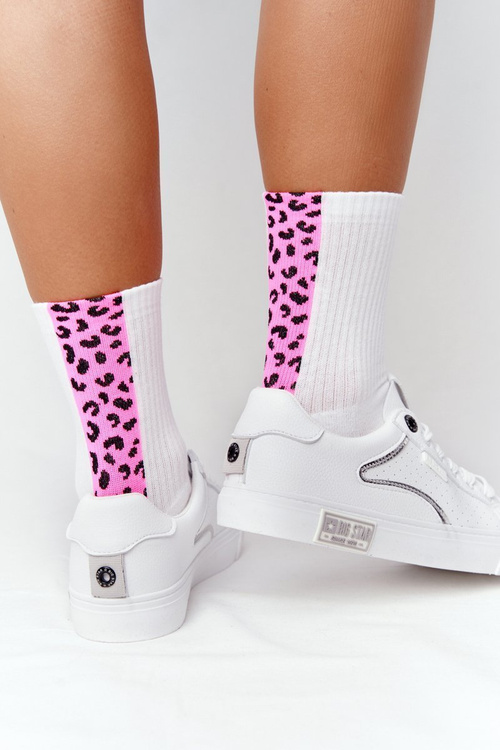 Dámské Kožené Tenisky BIG STAR HH274075 Bílé-Stříbrné