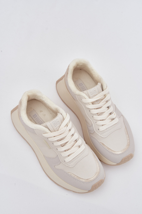 Zateplené dámské sneakersy na platformě Big Star SS274008 HI-POLY SYSTEM světle béžové
