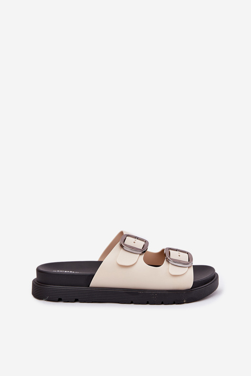 Dámské Pantofle S Přezkami Na Platformě Béžové Elamas