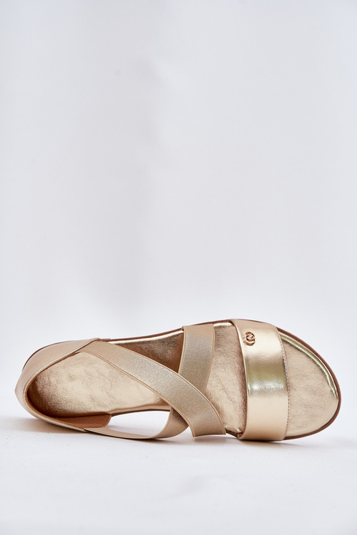 Dámske ploché sandále s elastickými popruhmi zlaté Marinea