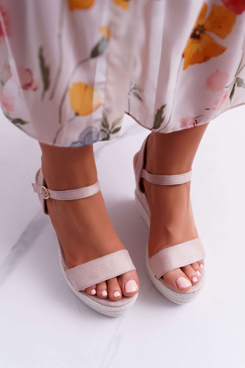 Dámske sandále pre béžové ľanové kliny Liviana