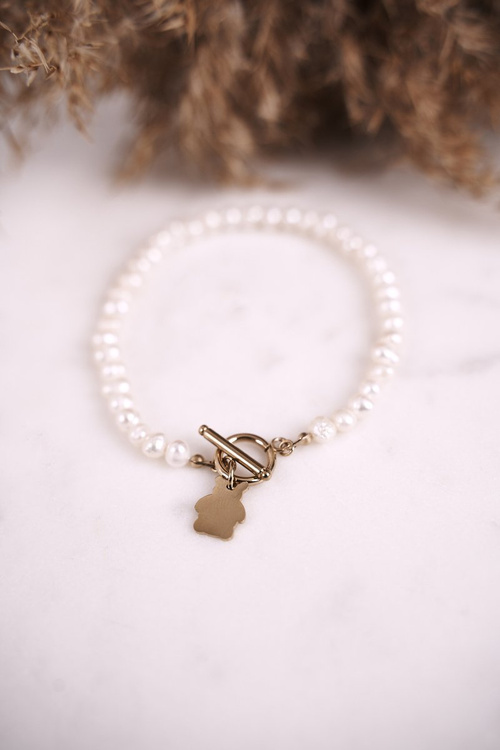 Dámsky náramok s perly zlatý medvedík