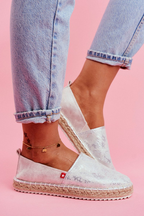 Ženské espadrilles prepletené strieborné jediné veľké hviezdy ff274a514