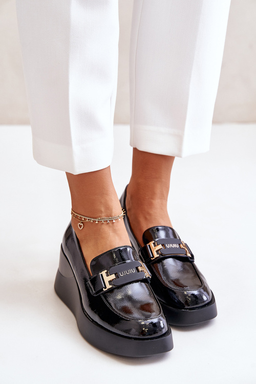 Lakované Mokasíny Na Klíne Čierne Vinceza 58337