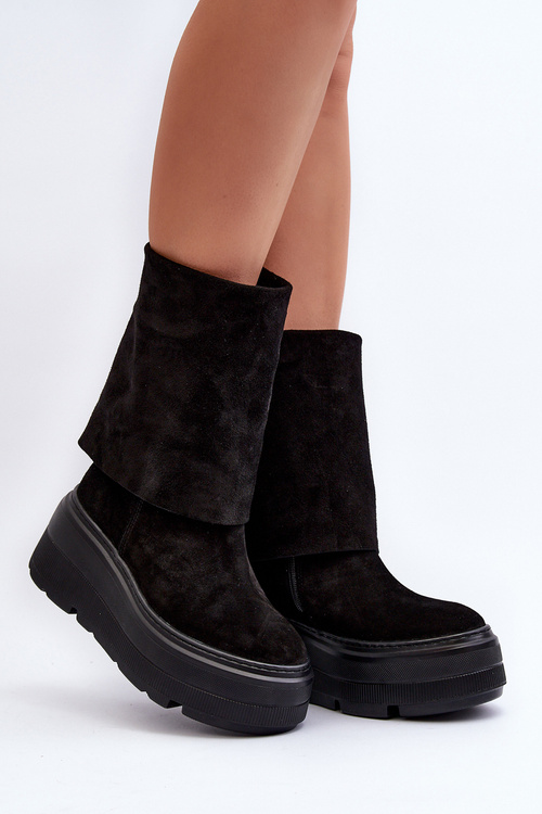 Suede Boots na čiernej platforme Maciejka 05319-01