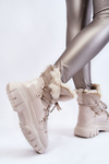 Dámské kozačky s kožešinou na šněrování Světle béžová Merron