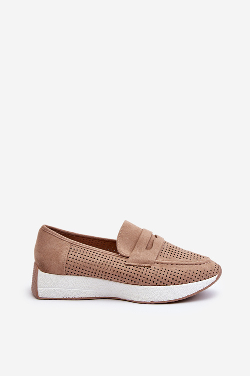 Dámske mokasíny na platforme z ekologického semišu béžové Inesqua