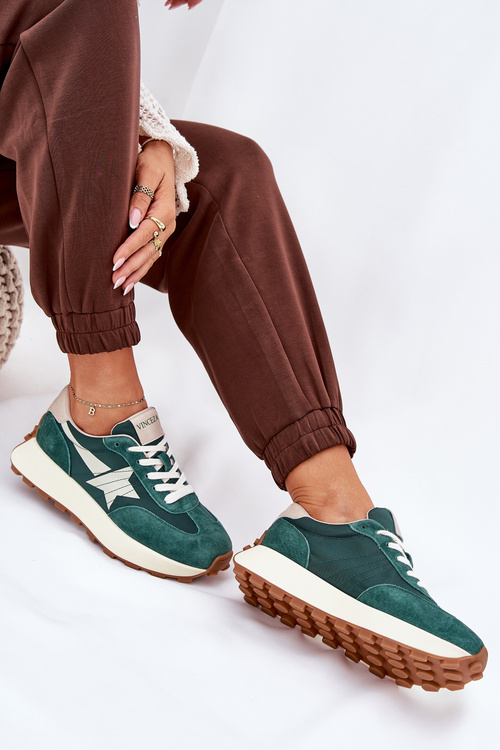 Dámske Semišové Športové Topánky Na Platforme 66720 Zelené Vinceza