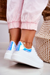 Športové dámske topánky lu boo biele kovové modrá matilda