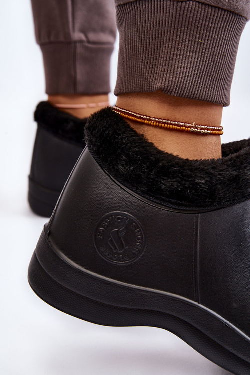 Dámské nazouvací teplé boty do deště černá Izera