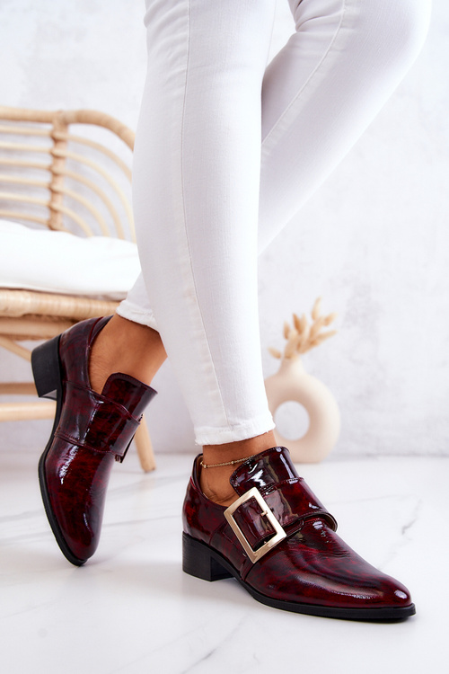 Lakované boty s přezkou Burgundy Taliya
