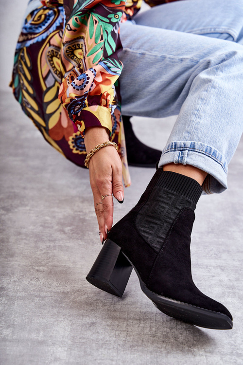 Dámské semišové boty s ponožkou černé Montes