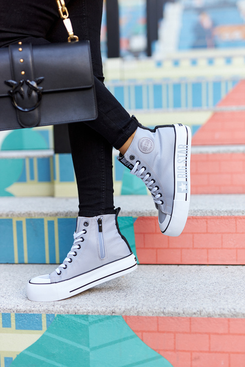 Vysoké tenisky na šedej platforme Big Star II274016