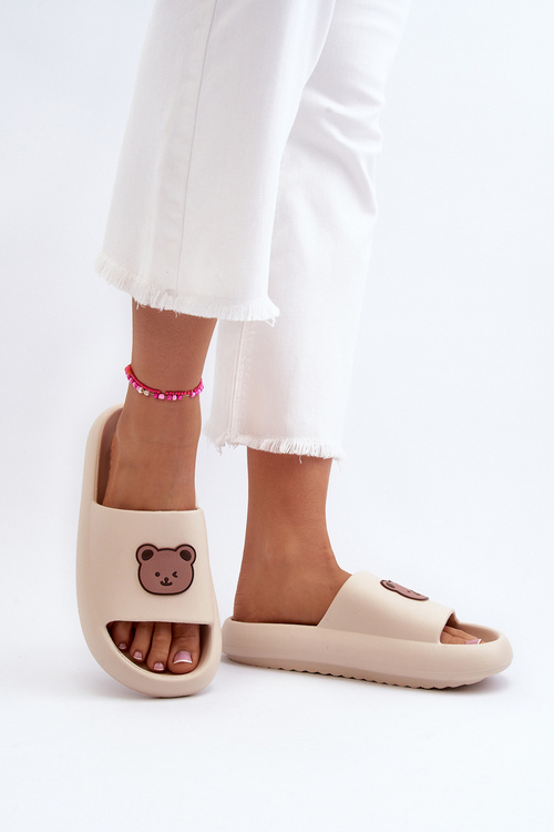 Ľahké dámske penové žabky s béžovou medveďom