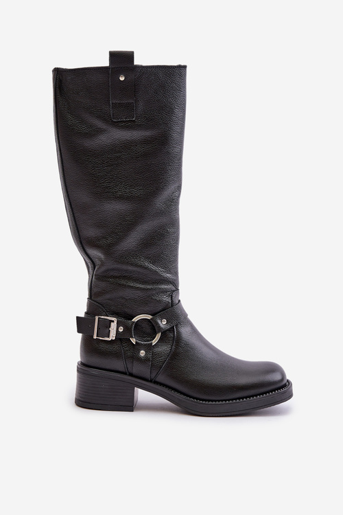 Zazoo 70141 Kožené Dámské Kolenovky Černé