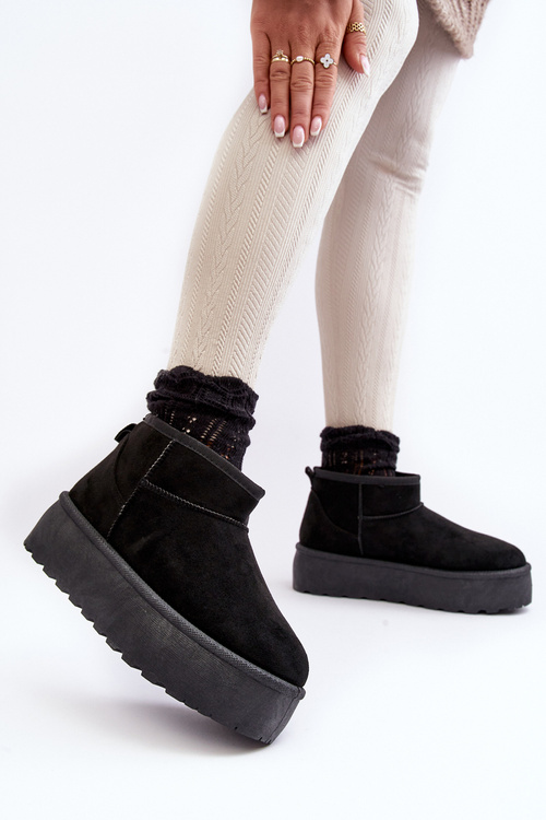 Dámske snehové topánky na platforme čierna Mennja