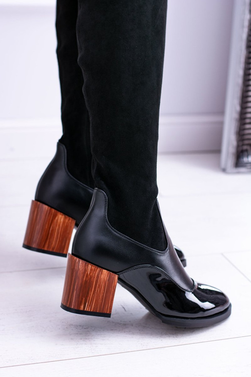 Lu Boo Black Dámske topánky na post semišový lak Jess