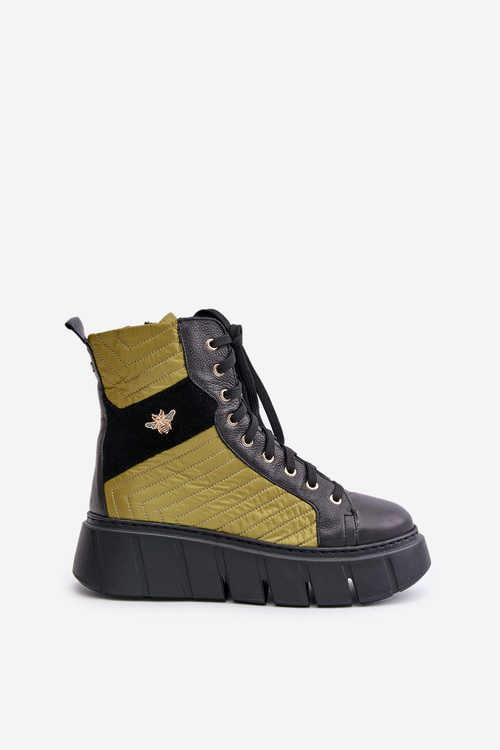 Kožené ploché šnurovacie topánky Maciejka 06158-01 Čierna