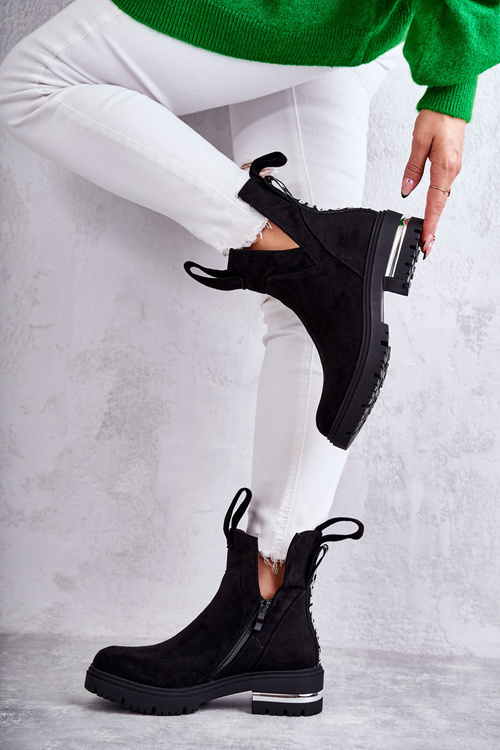 Semišové topánky s výrezmi čierny elver