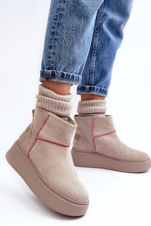 Dámske semišové snehové topánky Maciejka 06257-22 Svetelná béža