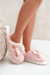 Futřené Pantofle Se Stužkou A Připínáčky Růžové Annalira