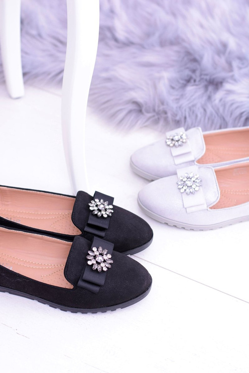 Čierne ženské balerínske lordy kamienky Rumia