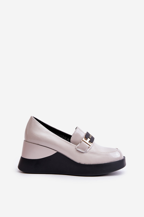 Lakované Mokasíny Na Klínu Šedé Vinceza 58337