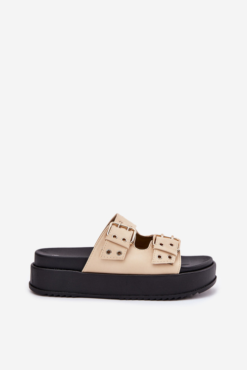 Dámské Sandály S Přezkami Na Platformě Béžové Nilatha