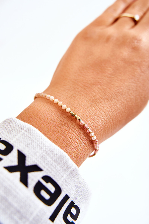 Nastavitelný náramek s korálky béžovo-růžovými