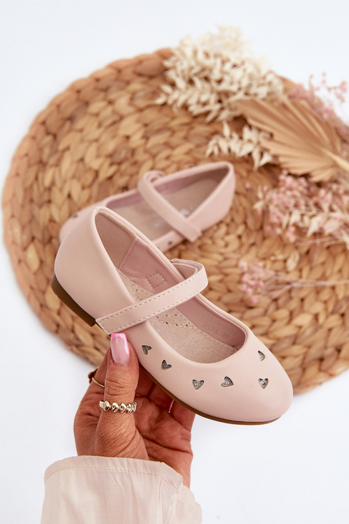 Detské baletky srdiečka na suchý zips ružové Danaella