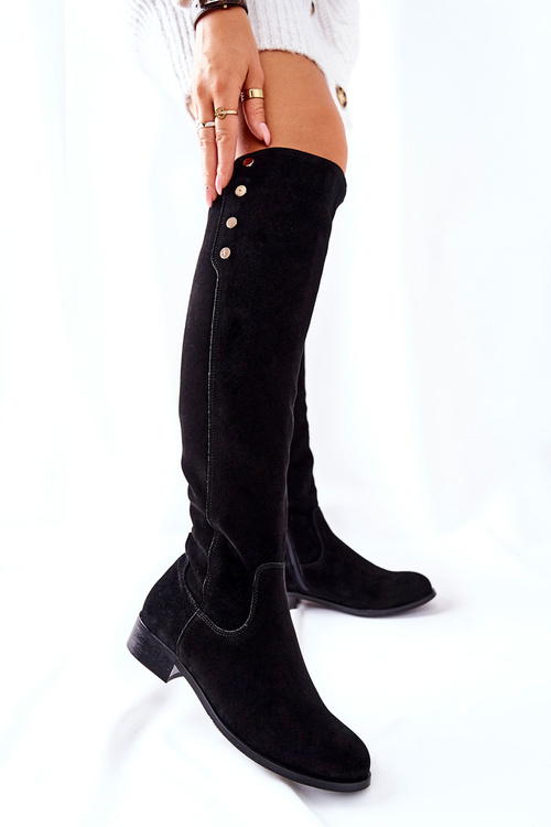 Semišové kožené topánky Lewski 2840 čierna