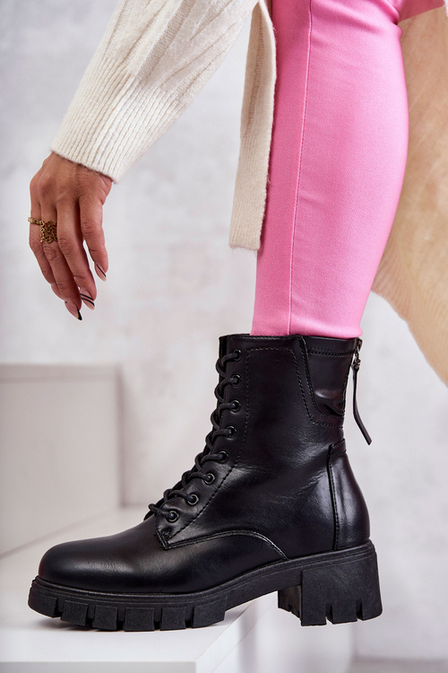 Kožené Boty Na Zip černe Tonje