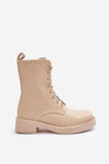 Kožené pracovní boty na plochém podpatku světle béžové Aganne