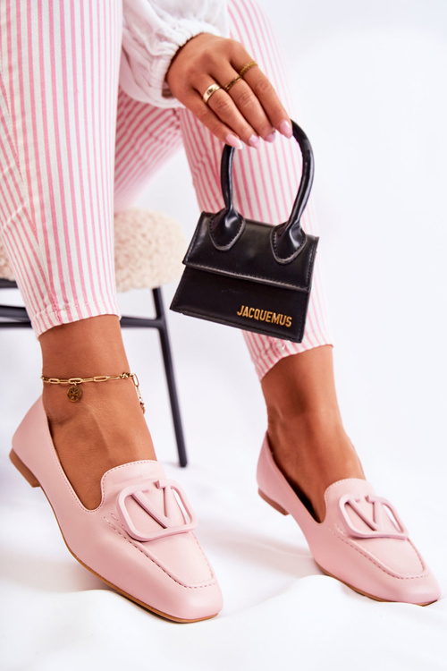 Kožené mokasínové topánky s ozdobou ružovou hermosou