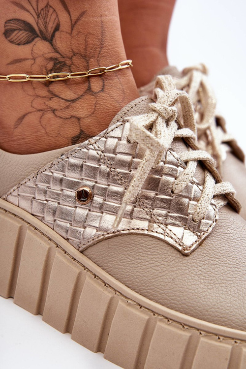 Kožené Polobotky Na Platformě Bežové Hypnosis