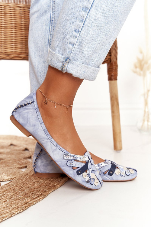 Dámske kožené baleriny Maciejka Blue 01358-45