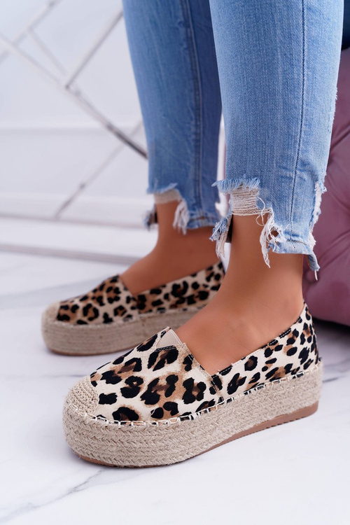 hnědé posuvné Semišové espadrille Leopard Zadie