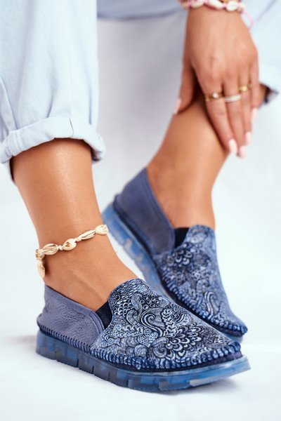 Women's Polobotky Maciejka Slip-on Kožené Tmavě modré 03512-45